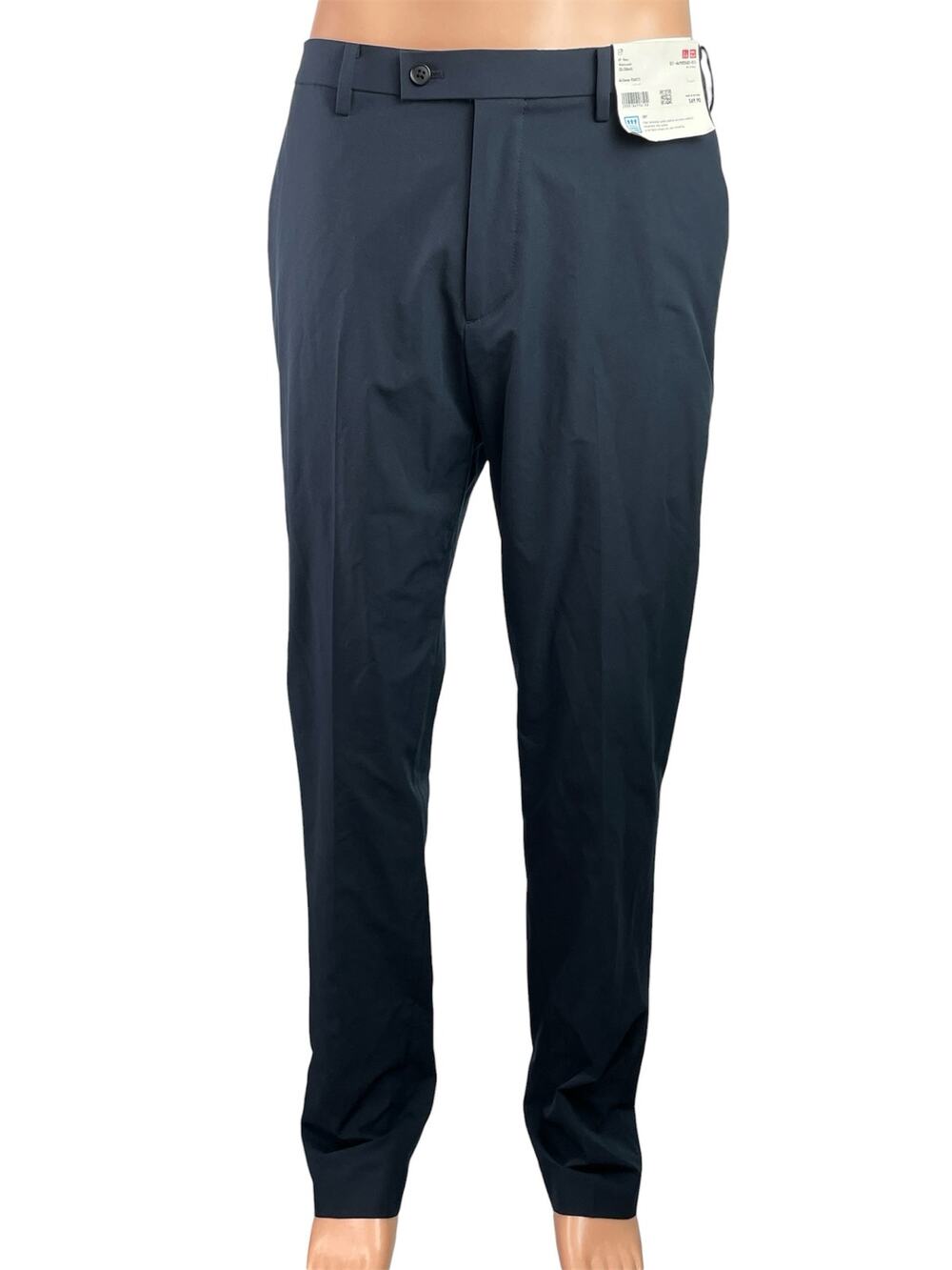 NEW Uniqlo AirSense Mens Black High Waisted Straight Leg Trousers Dress Pants 32